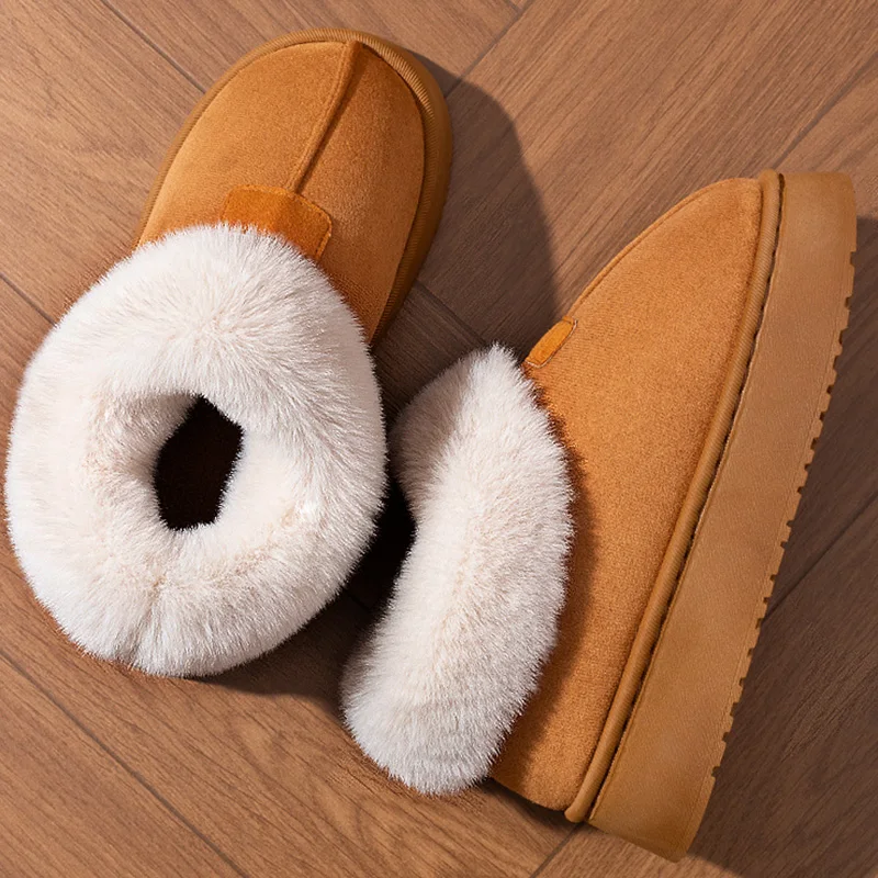 Casual Flauschige Warme Schnee Stiefel für Frauen Plattform Nicht Rutsch Verschleiß Beständig Pelz Stiefel Frau Verdicken Plüsch Gemütliche Baumwolle Schuhe Dame – Detail 3