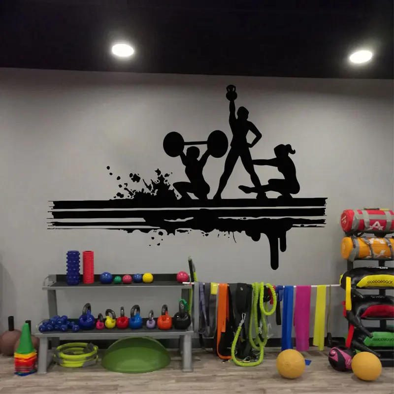 

Fitness Club Wall, Sports, Fitness, Gym, Health, Muscle, Dumbbell, Wall Decal, Vinyl Gym Art Deco Wall Sticker JSF05