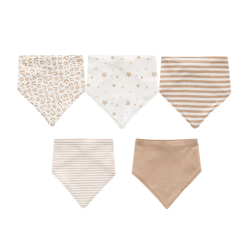 Kiddiezoom 5Pcs/Lot Baby Boy Girl Bibs Triangle Scarf Cotton Infant Bandana Newborn Feeding Saliva Towel