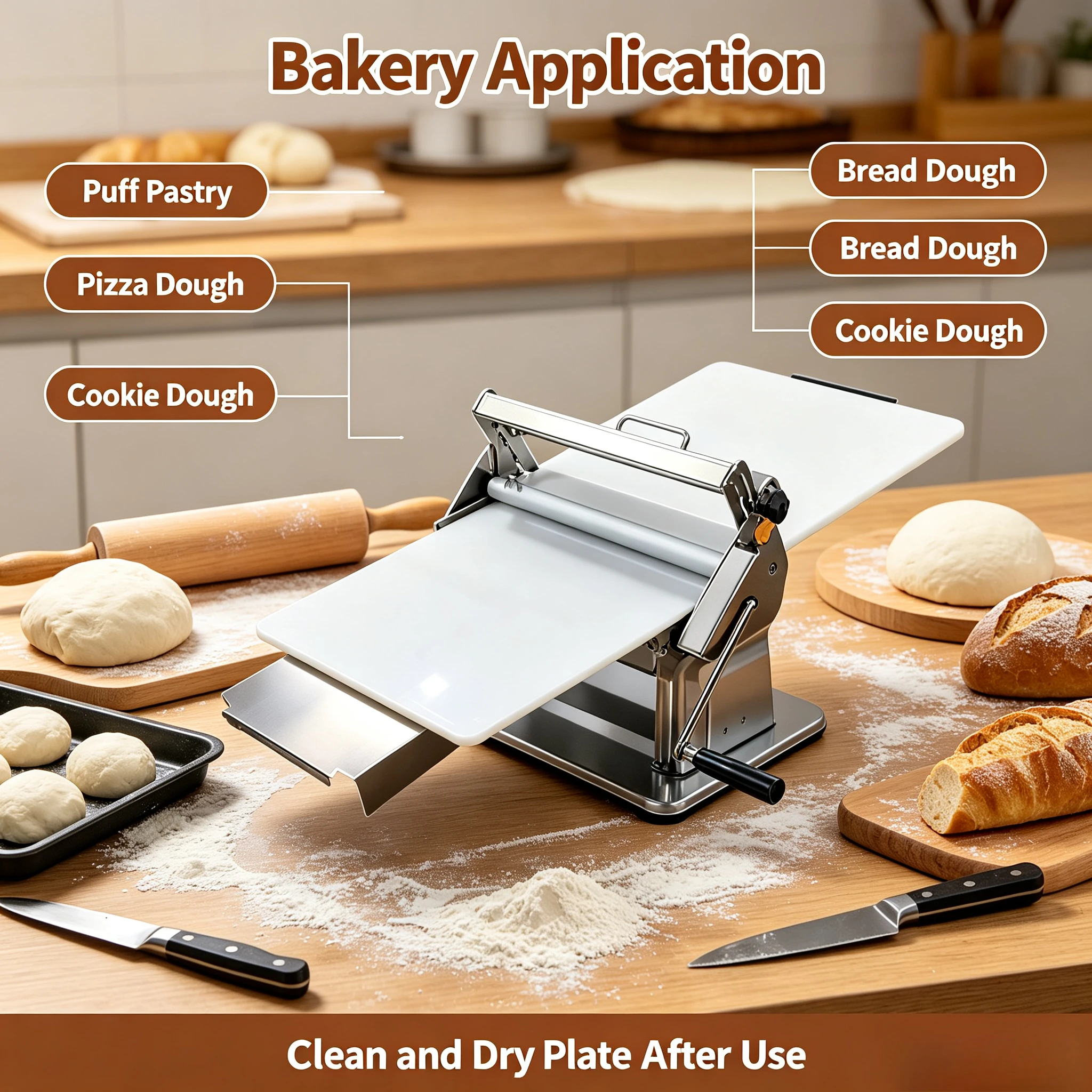 Desktop Foldable Manual Dough Shaping Machine, Hand Crank Pastry Forming Machine for Horn Bread, Egg Tart Skin Wrapping Molding