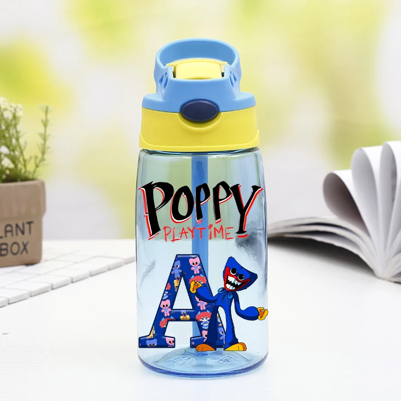 

Game Poppys Playtime Water Bottle with Straw Kids Kawaii Letter A-Z Cup Children Outdoor Sports School Mug Boys Birthday Gift