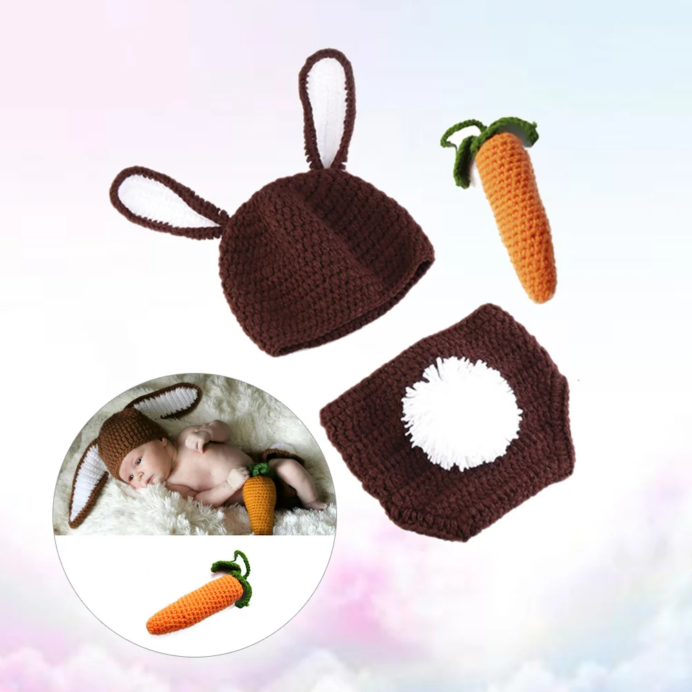 

Exquisite Newborn Baby Costume Crochet Rabbit Hat Perfect Gift for Infant Families and Photo Sessions Baby Photo Props