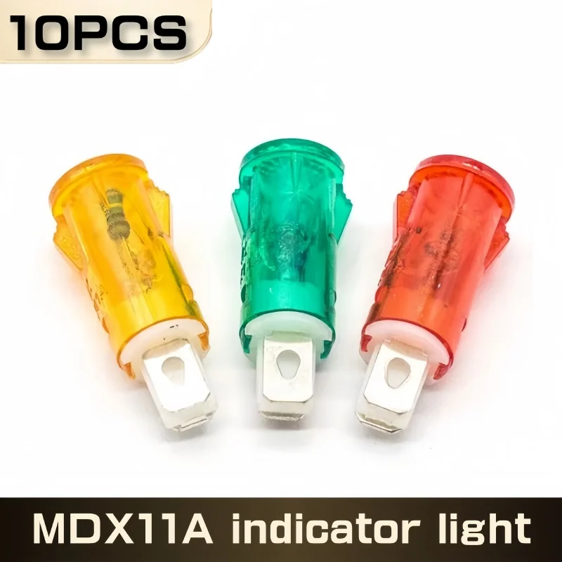 10PCS/Lot MDX-11A Card Type Indicator Light12/24/220/380V Plastic Indicator Light Freezer Power Indicator Red Green Yellow Light