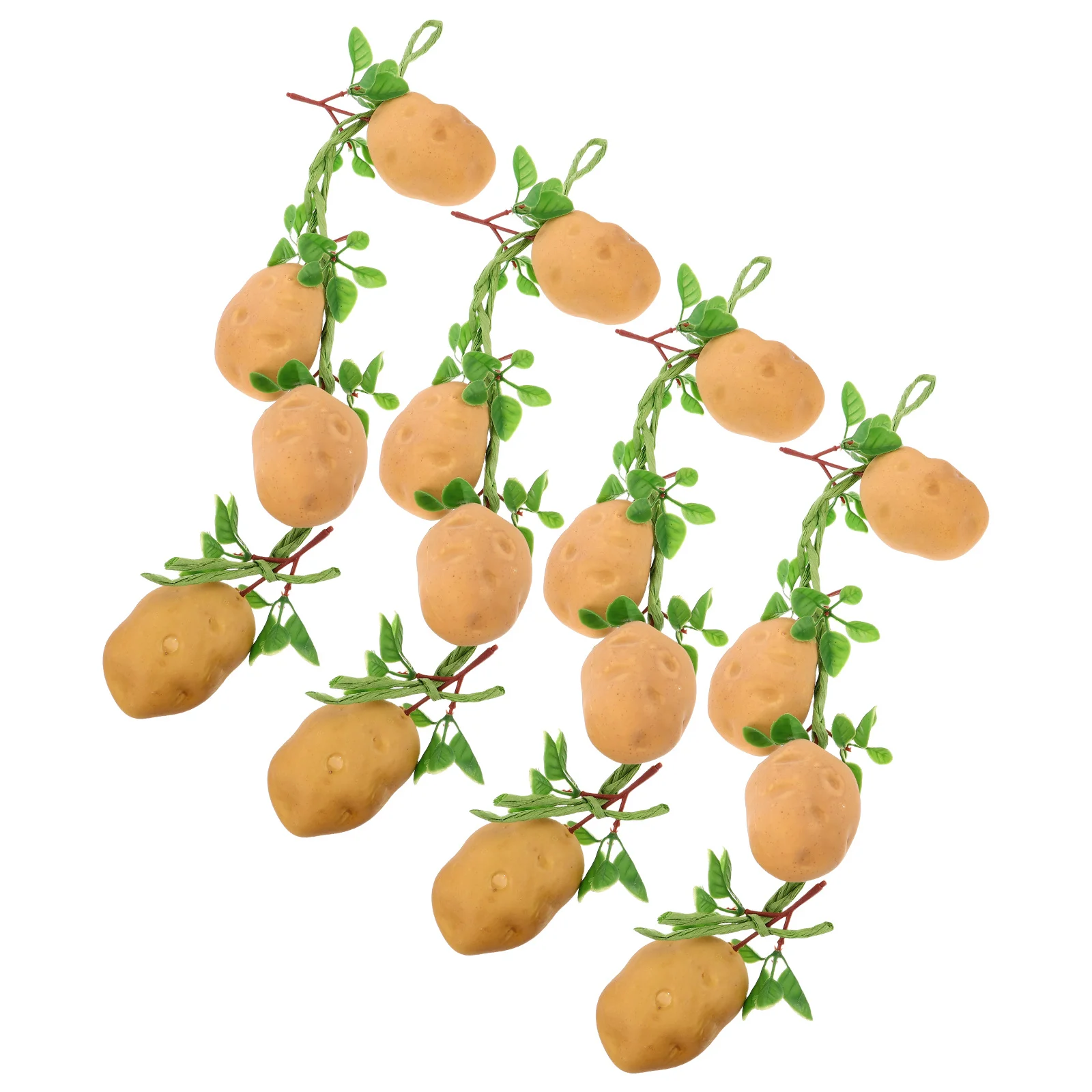 

4Pcs Lifelike Artificial Potato String Hanging Fake Veggies Decor for Indoor Outdoor Spaces Farmhouse Wall Decoration Simulation