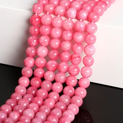 6 8 10mm Dyed Rose Red Color Chalcedony Bead Round Loose Spacer for Jewelry Making Diy Necklace Bracelet Accessory Finding 15