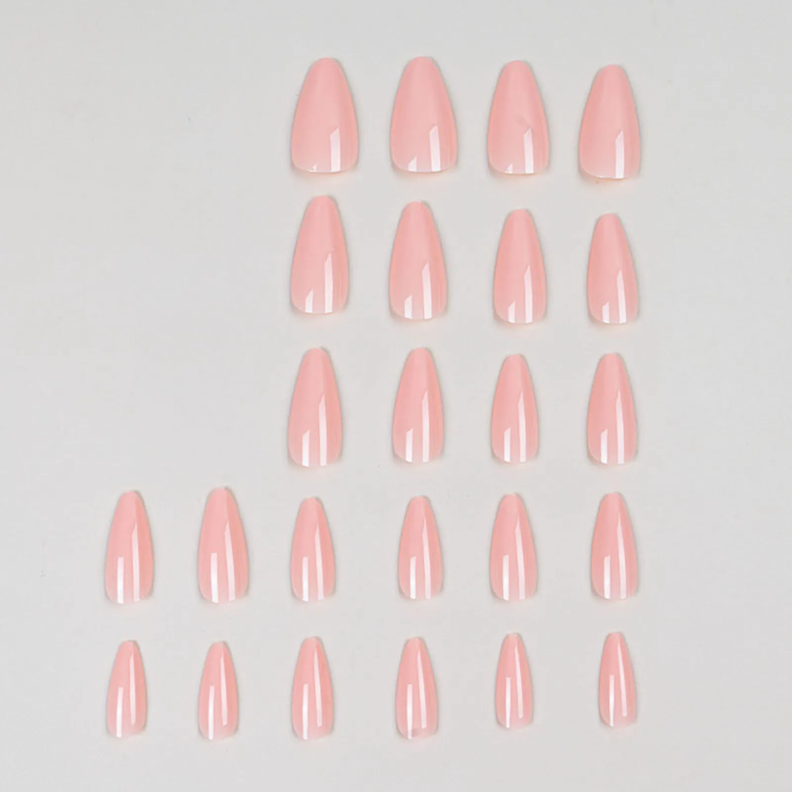 WM121 24pcs Glossy Nude Round Fake Nail Mid-length Simple Style Removable Artificial Nail for Daily Lives Everyday Use