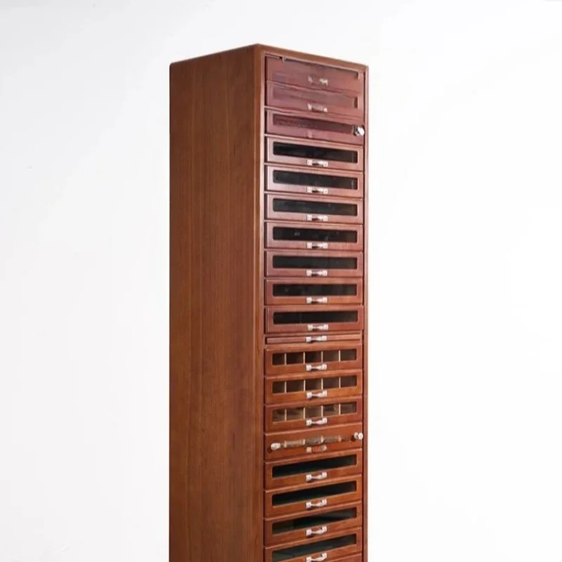 Multi-drawer glass door, vintage sewing cabinet