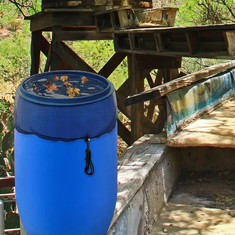 Rain Barrel Screen High Quality Black Soft Leaf Guard Rain Tank Mesh Cover With Drawstring Perfect For Yard Lawn Gardens