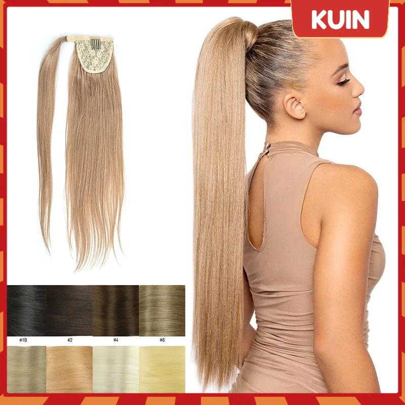 Ponytail Hair Clip In Hair Extensions Human Hair Extensions Smooth Wrap Around Horsetail Hairstyles Straight Natural Hairpiece