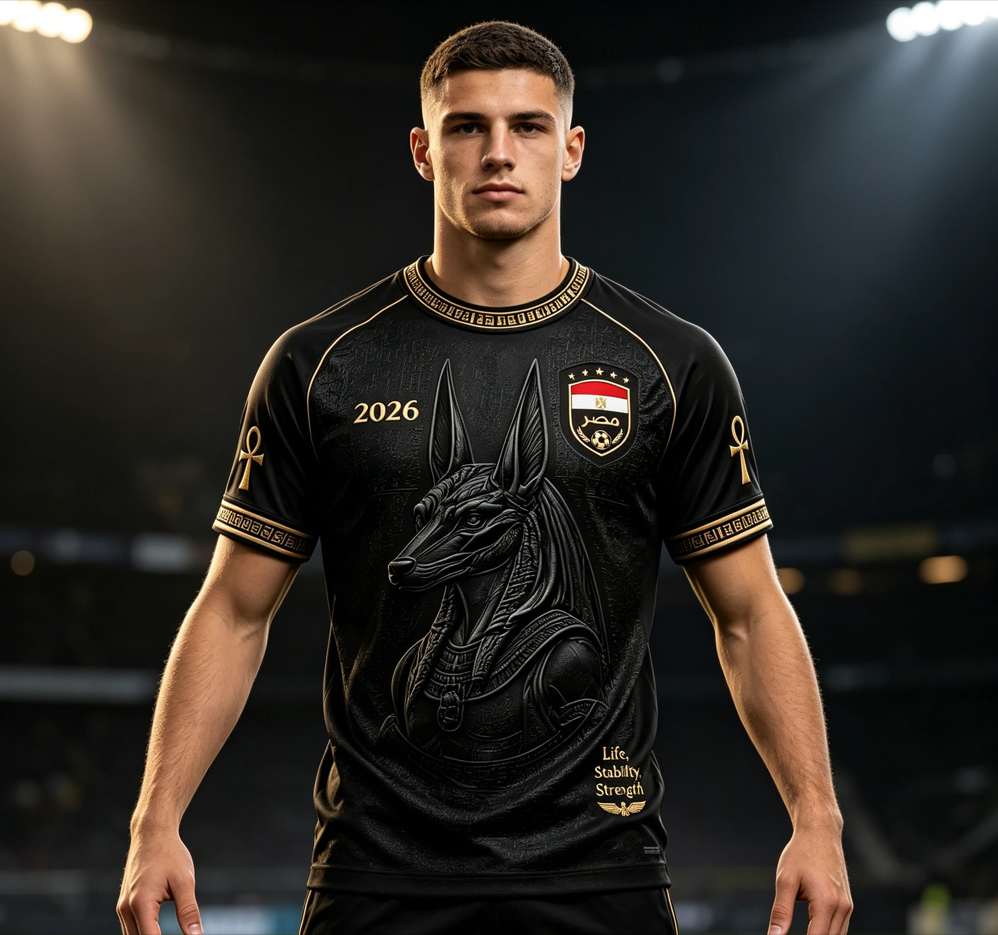 2026 Men Egypt National Team Raglan Football Shirt Quick Drying Breathable and Comfortable Wearing on The Street Family Attire
