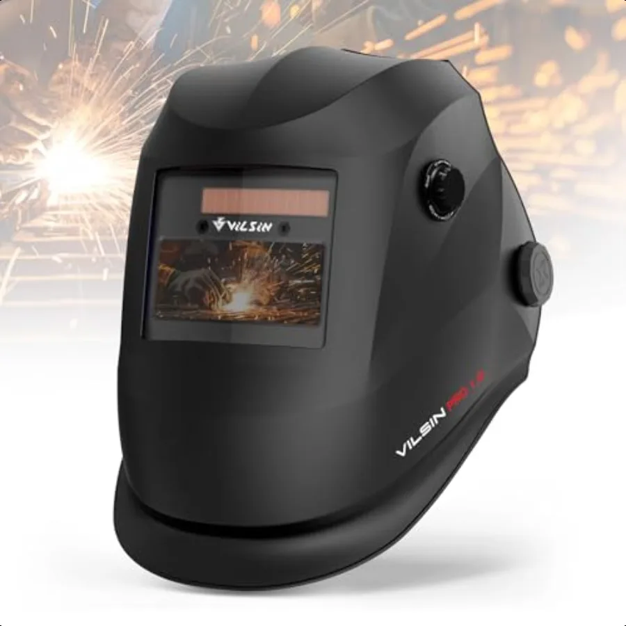 

VILSIN Welding Helmet Auto Darkening Solar Powered Welding Hood With 2 Arc SensorWide Shade 3 48 913 for TIG MIG ARC Weld Grind