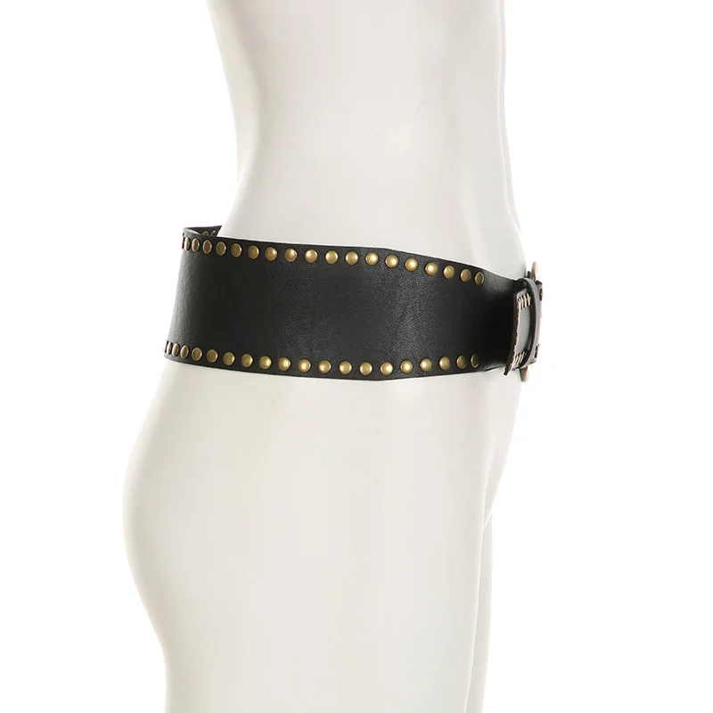 SUCHCUTE موضة مشبك معدني حزام جلد عريض خمر الشارع الشهير 2000s حزام فاسق Y2k الزينة اليومية شيك حزام الصيف #5