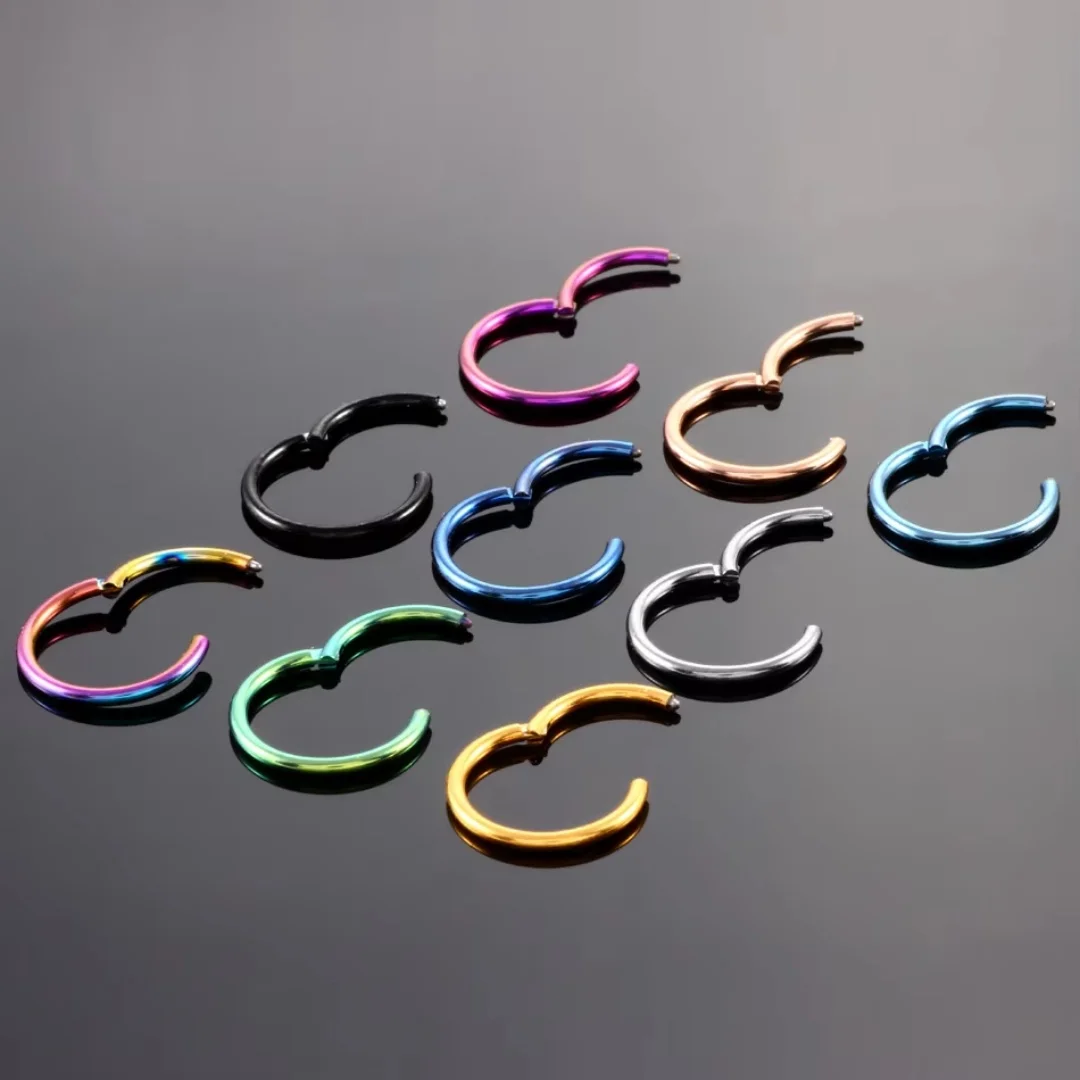 1PC G23 Titanium Hinged Segment Nose Ring 16g&18g Nipple Clicker Ear Cartilage Tragus Helix Lip Piercing Unisex Fashion Jewelry