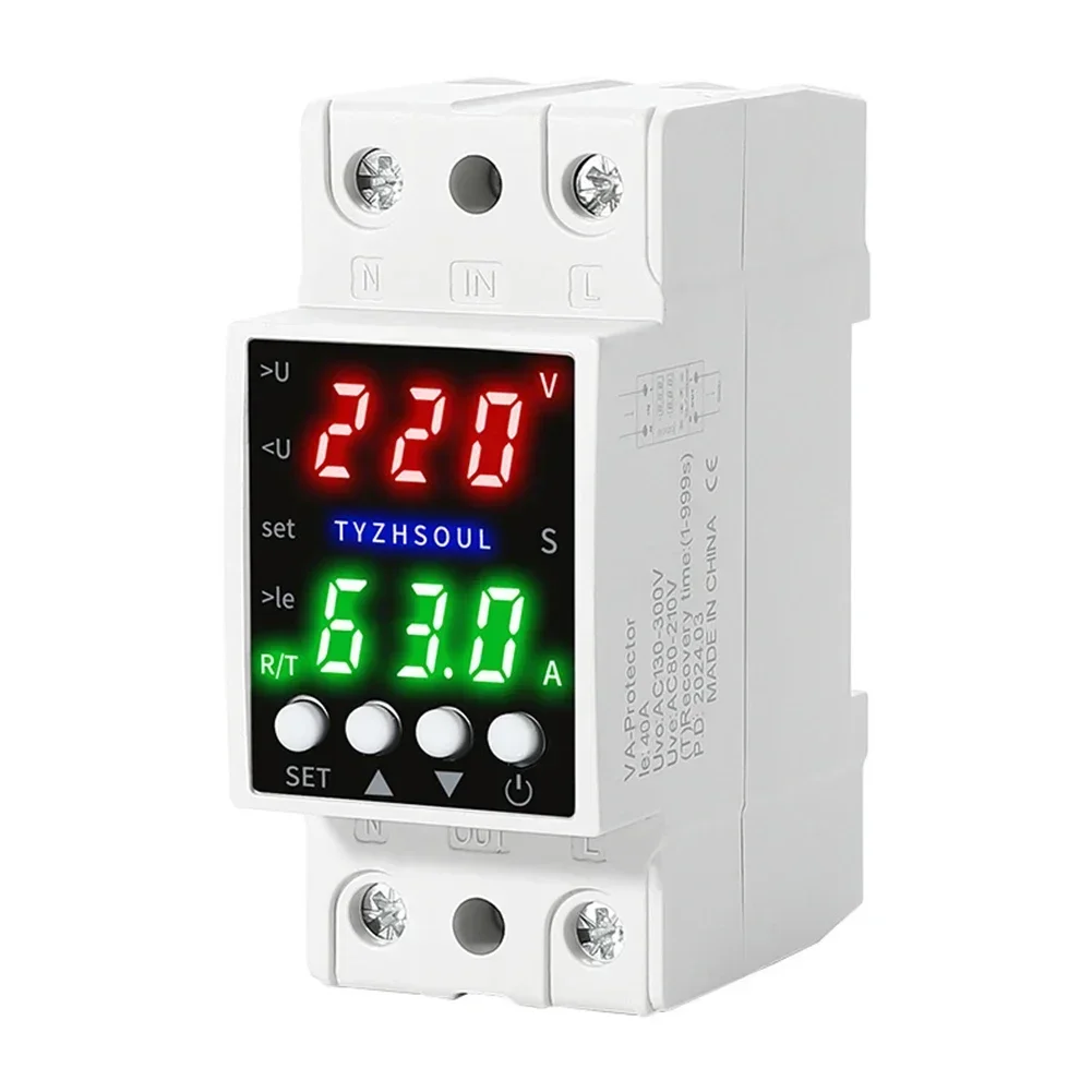 Voltage Protector with Dual LCD Display for Automatic Over Under Current Monitoring and Delay Operation Control
