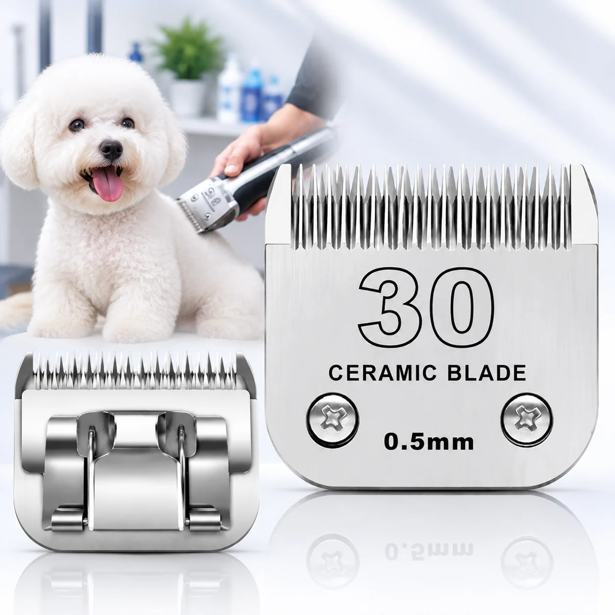 #30 Detachable Pet Dog Clipper Blade Set Compatible With For Most Andis Oster A5 , Wahl KMClippers，Ceramic &Carbon Steel Blade