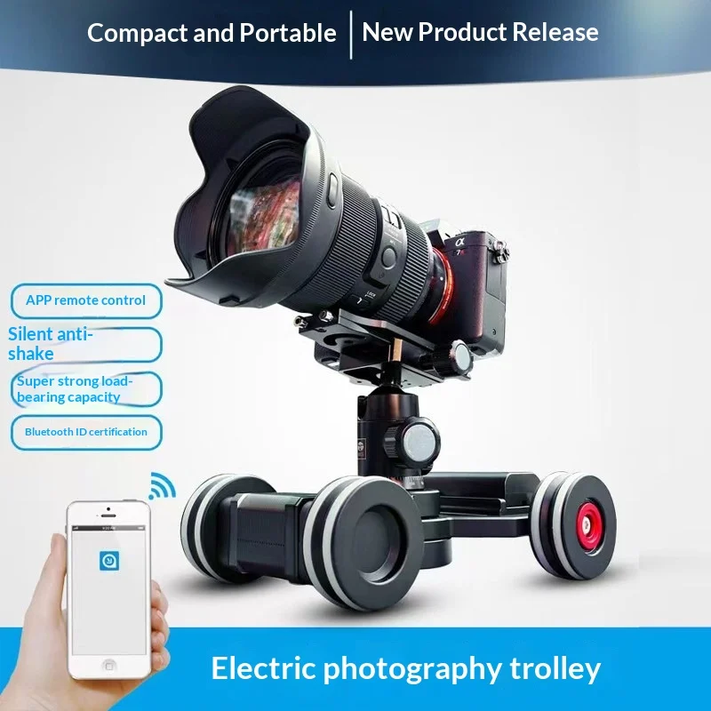 Smart Camera Slider Car - 5kg Load, APP Control, 4-Wheel Stabilized, Time-Lapse, Wide Compatibility