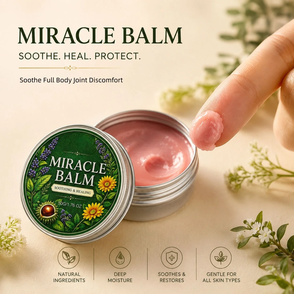 Natural Herbal Miracle Balm Full Body Joint Relief Soothe Nerve Knee Shoulder Discomfort Daily Sports Support Joint Care Cream