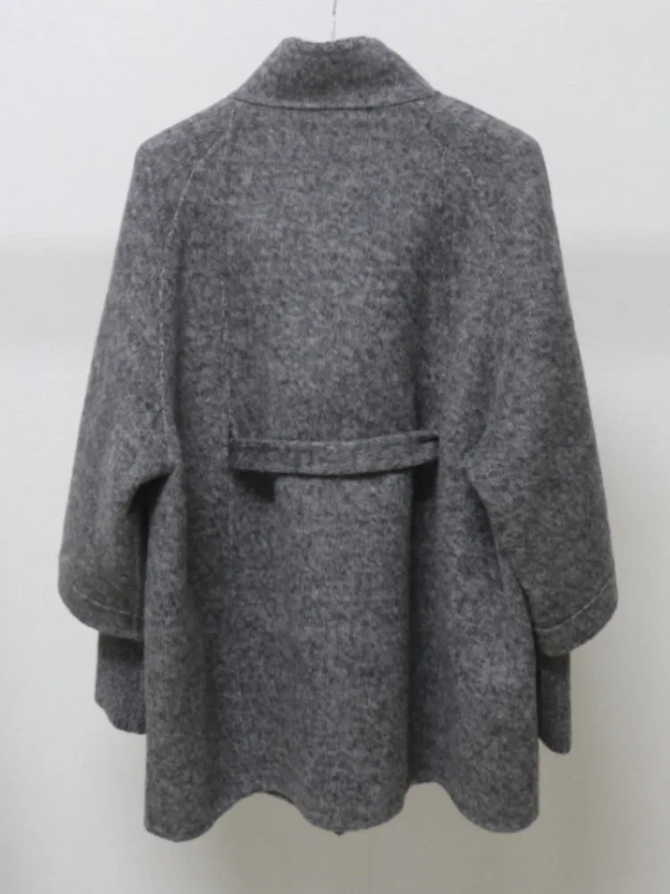 ZMEENNA إمرأة مزيج الصوف الأبيض معطف الرأس أنيقة عالية الرقبة المعطف مع التعادل حزام خصر الخريف الشتاء سترة دافئة ZM4309