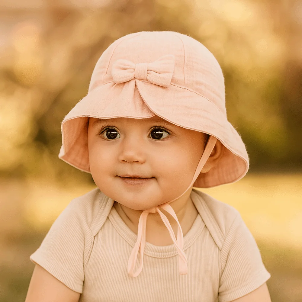 

Adjustable Cotton Toddle Bucket Hat Bowknot Love Heart Baby Sunhat Wide Brim Sunscreen Infant Fisherman Hat Girls