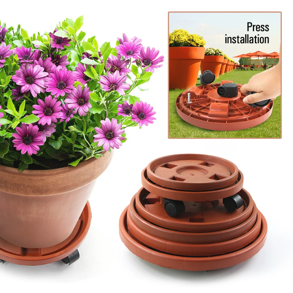 

6-sizes Round Plant Flowerpot Pallet Shifting Roller Tray Indoor Balcony Outdoor Home Garden Saucer Base Pot Planters Supplies