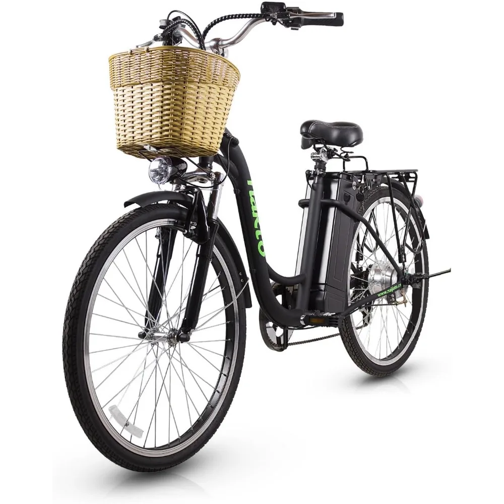 

Electric Bike for Adults Peak 500W Electric Bicycle with Basket Up to 24MPH 48 Miles City Commuter Ebike