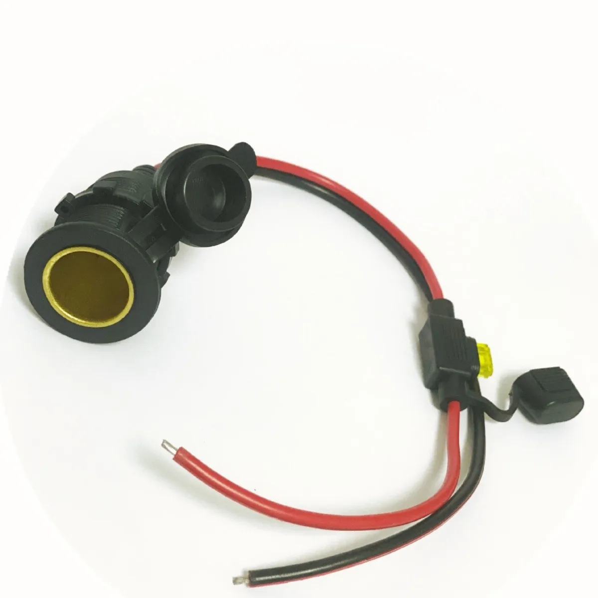2Pcs 12V 24V Fixed Cigarette Lighter Female Socket, Threaded Car Power Outlet with Fuse Box for Vehicle Modification