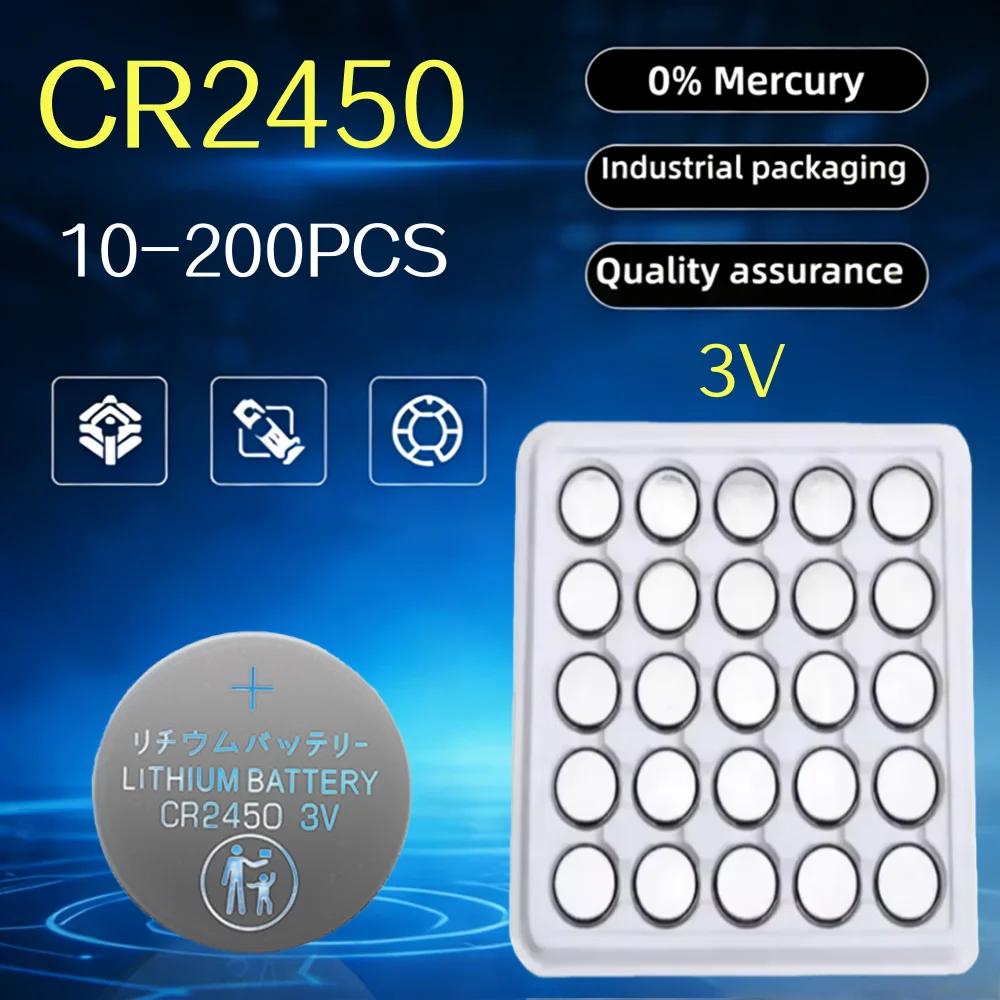 10-100PCS CR2450 Watch Buttom Battery KCR2450 5029LC LM2450 DL2450 ECR2450 BR2450 CR 2450 3V 600mAh Lithium Coin Cell Batteries