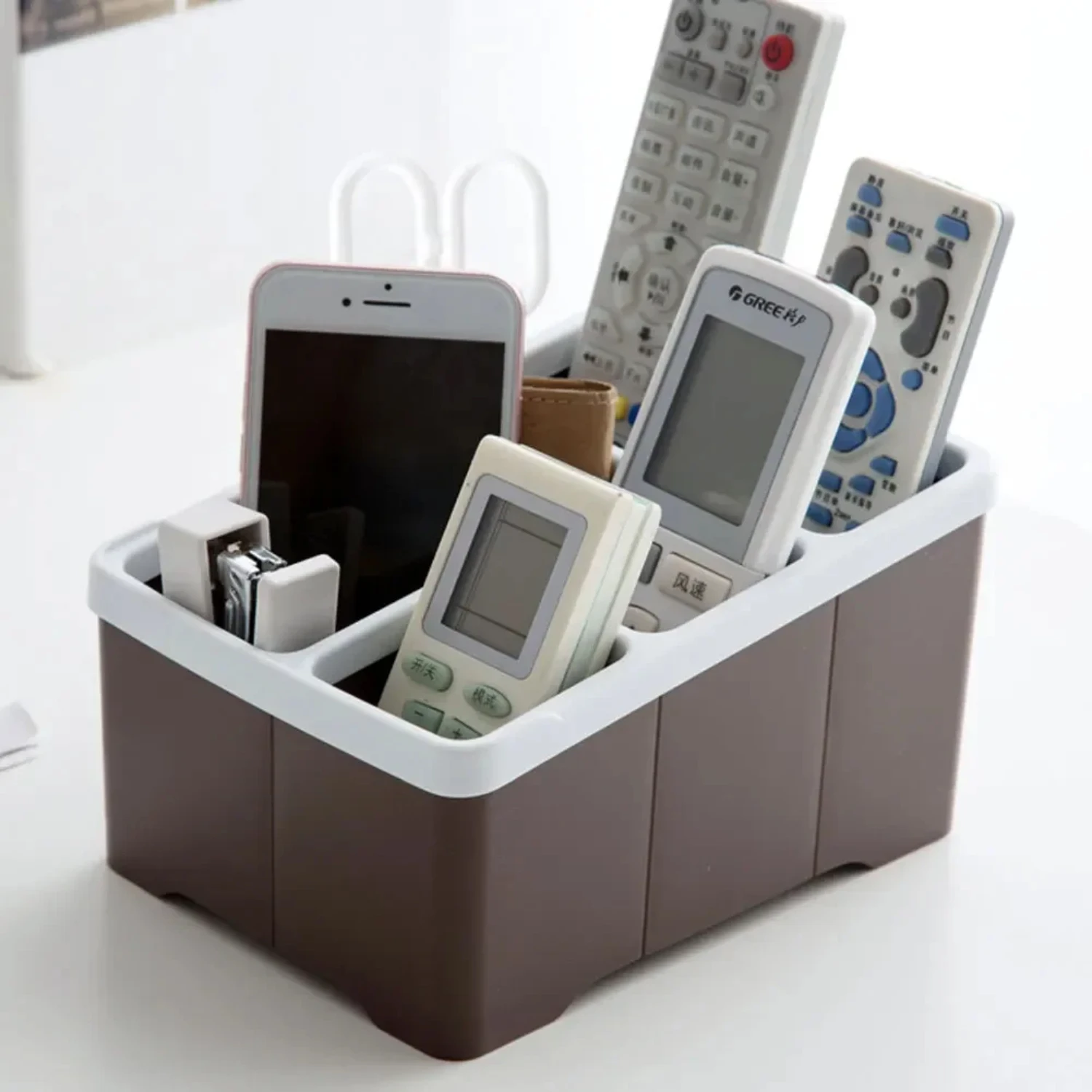 

Control Holder 4 Compartments Organizer Holder Stand Shelf Rack Holder TV DVD AC Organization