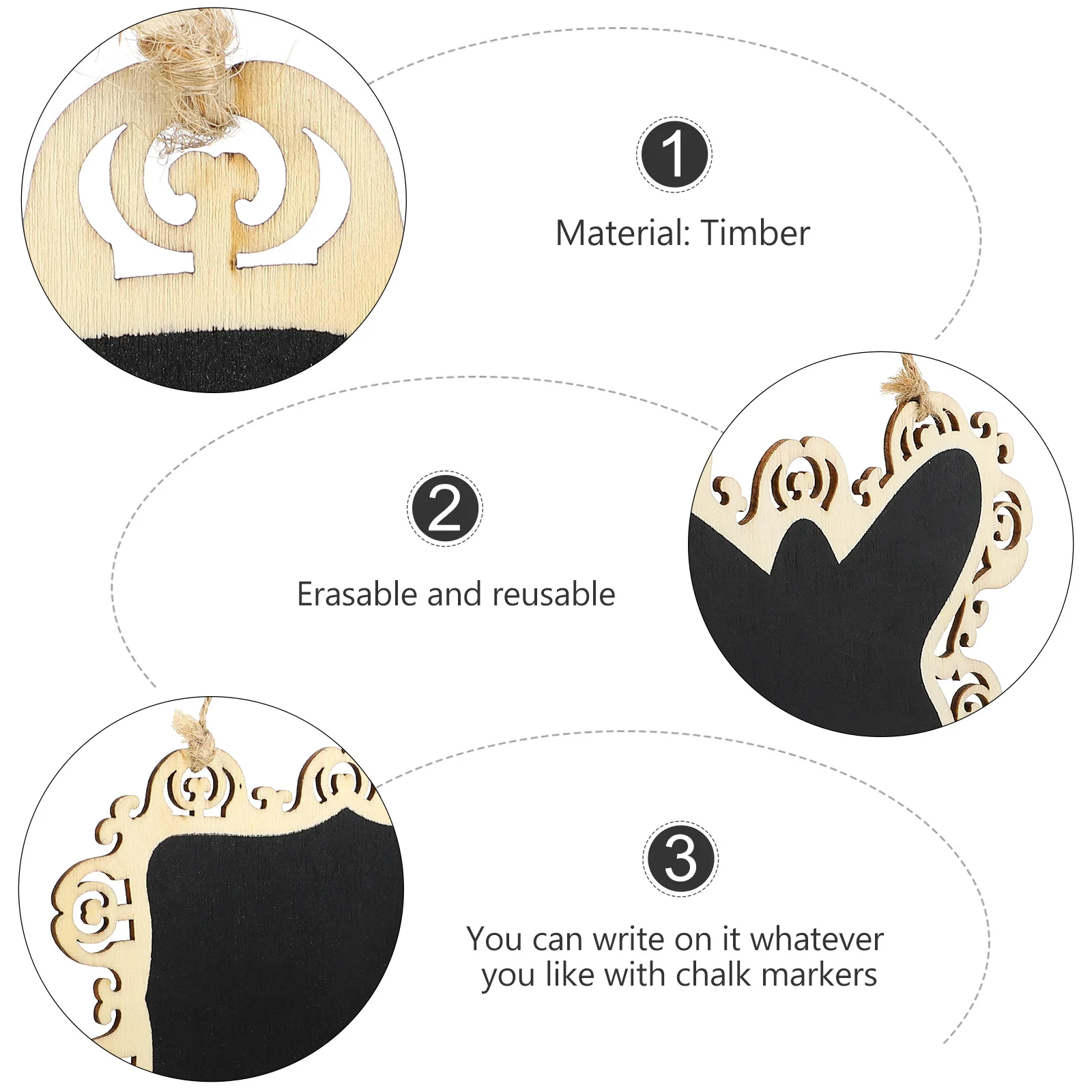 4 قطعة السبورات المعلقة من الدانتيل المجوف لوحات السبورة الخشبية القابلة للمسح وقابلة لإعادة الاستخدام علامات الرسائل لجدول قائمة الملاحظات #2