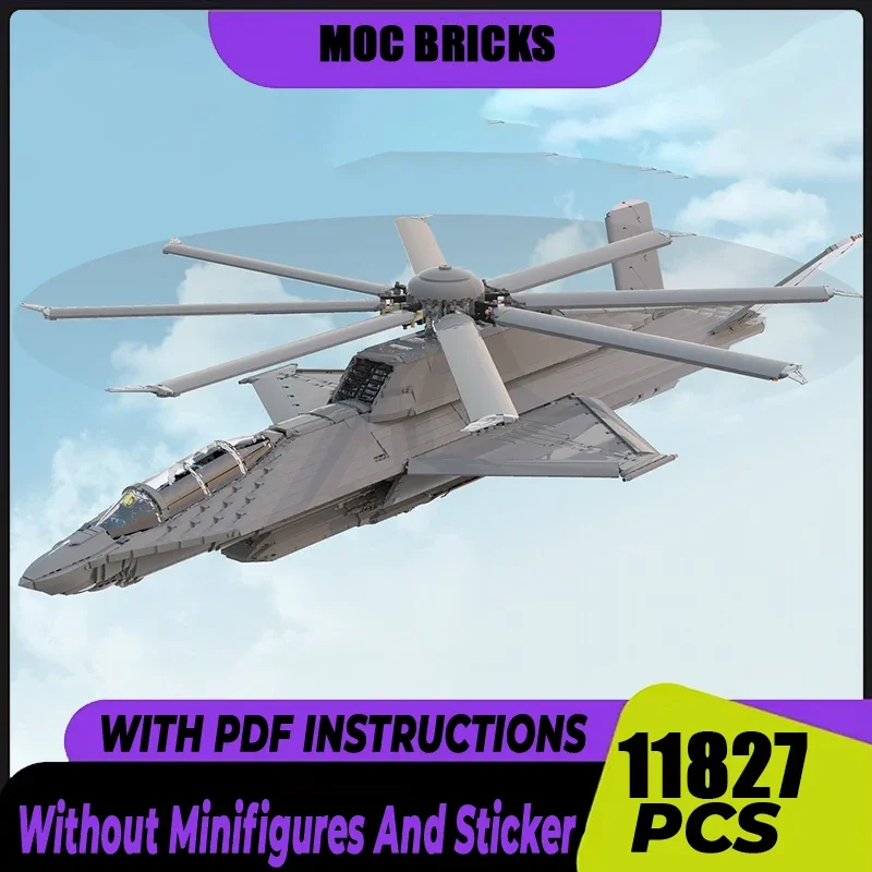 

Модель военной серии Moc, строительные блоки, модульный стелс-вертолет, технология атаки, модульный кирпич, сделай сам, строительные игрушки, подарки