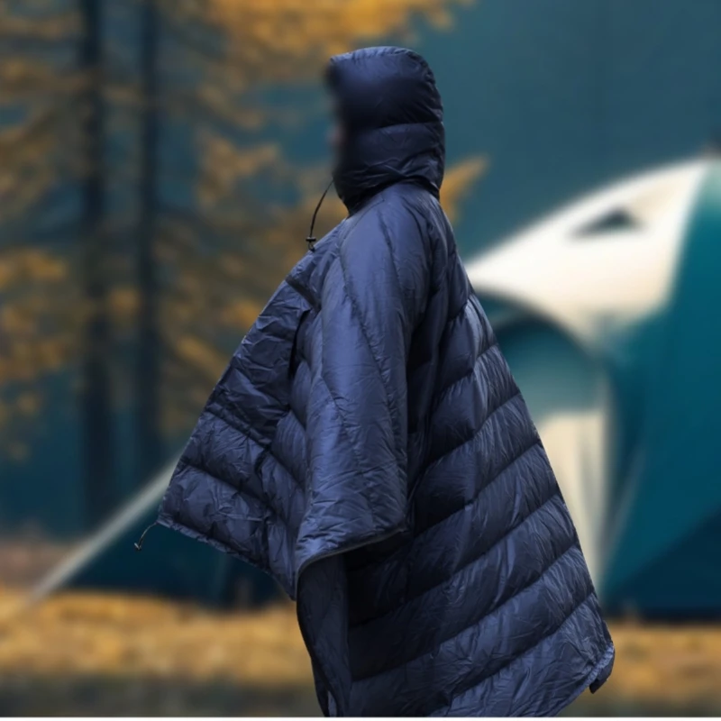 Outdoor Camping Cloak Sleeping Bag Camping Wearable Cold Proof Warm Shawl Blanket Winter Camping Warm Equipment