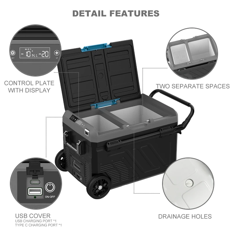 

40L Portable Freezer Car Fridge DC 12 Volt Refrigerator 12V Compressor Cooler 12/24V DC 110~240 Volt AC for Truck Van RV Car