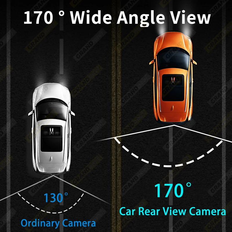 Grandnavi AHD Car Rearview Camera 170 Degree Starlight Night Vision Vehicle Golden Lens Reverse Backup Camera  With Parking Line