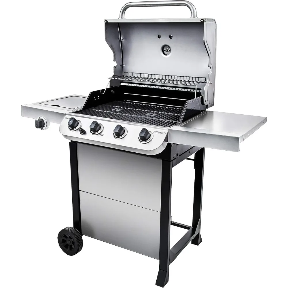 Performance Series Convective 4-Burner with Side Burner Cart Propane Gas Stainless Steel Grill