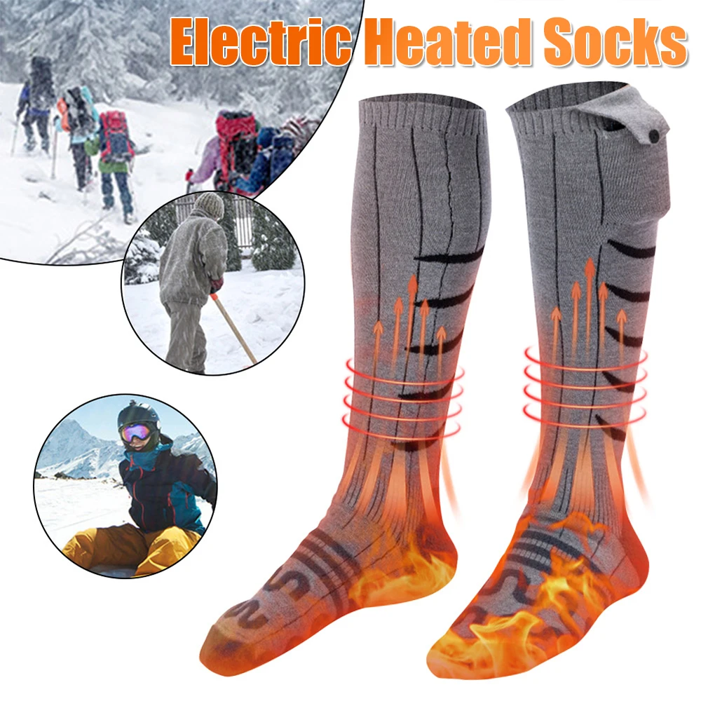 Chaussettes chauffantes électriques chaussettes de ski résistantes au froid chauffage rapide chaussettes thermiques chaudes d'hiver lavables pour le cyclisme Camping patinage
