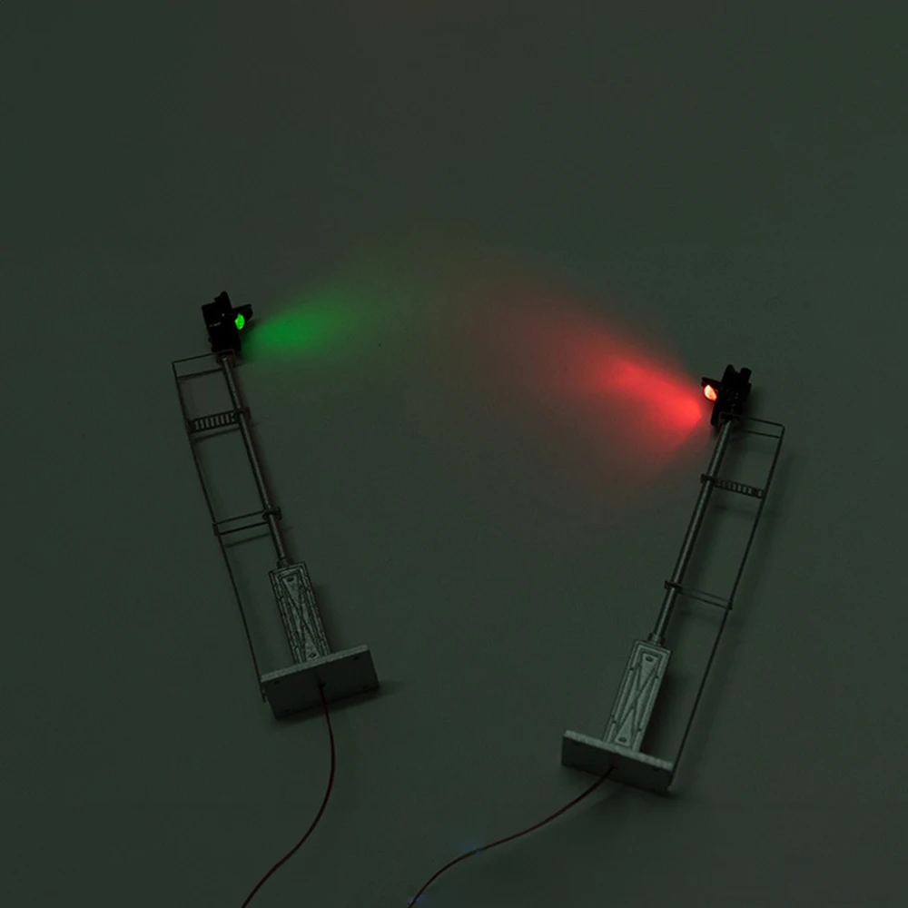 HO مقياس نموذج السكك الحديدية ثلاثي أضواء كتلة الكشاف إشارة غرامة صنع المعادن 1 الأهداف المتضادة الضوء الأخضر/الأحمر