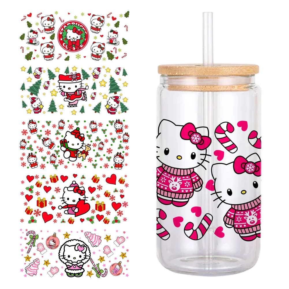 11*24cm Hello Kittey Sanrio UV DTF Wraps Sticker DIY For 16oz Glass Cup Waterproof Decals Laptop Phone Sticker