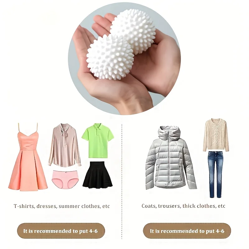 6PCS Pieces Silicone Reusable Laundry Ball TPR Anti Winding Laundry Ball Circular Pure White Magic Cleaning Drum Hair Removal