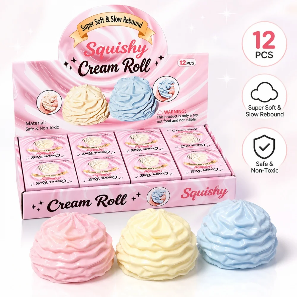 Squishy Cream Roll Fidget Toy Super Soft Slow Rebound Stress Relief Squeeze Toys For Relieving The Stress Of Study And Work Gift