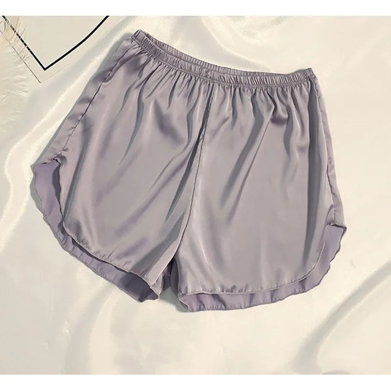 Mulheres Ice Silk Summer Safety Pants Loose Casual Elastic Cintura Home Wear Shorts Cool Respirável Sleep Bottoms Sob Dress Shorts