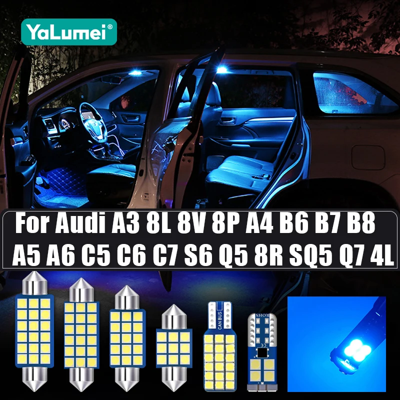 Für Audi A3 8L 8V 8P S3 RS3 A4 B6 B7 B8 S4 A5 S5 A6 C5 C6 C7 S6 Q5 8R SQ5 Q7 4L Auto-Innenraum LED-Glühbirnen Beleuchtungszubehör