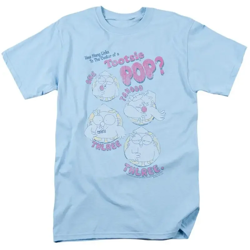Tootsie Pop Three T-Shirt für Herren, lizenziert, Fruit Sucker Candy Mr Owl, Hellblau