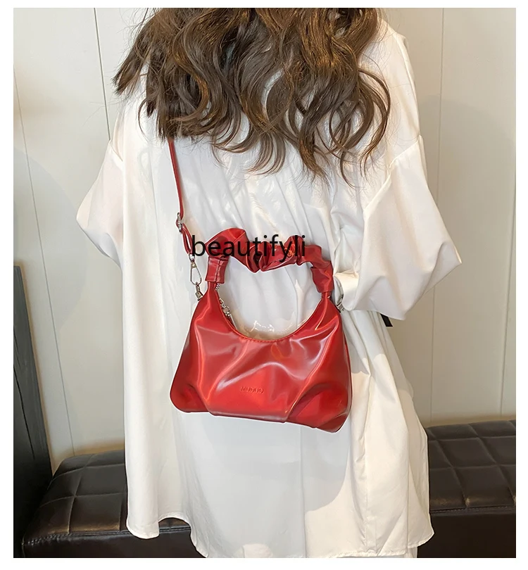 Korean Style Ins Simple All-Matching Bag Summer New Fashion Pleated Cloud Bag Shoulder Bag for Women