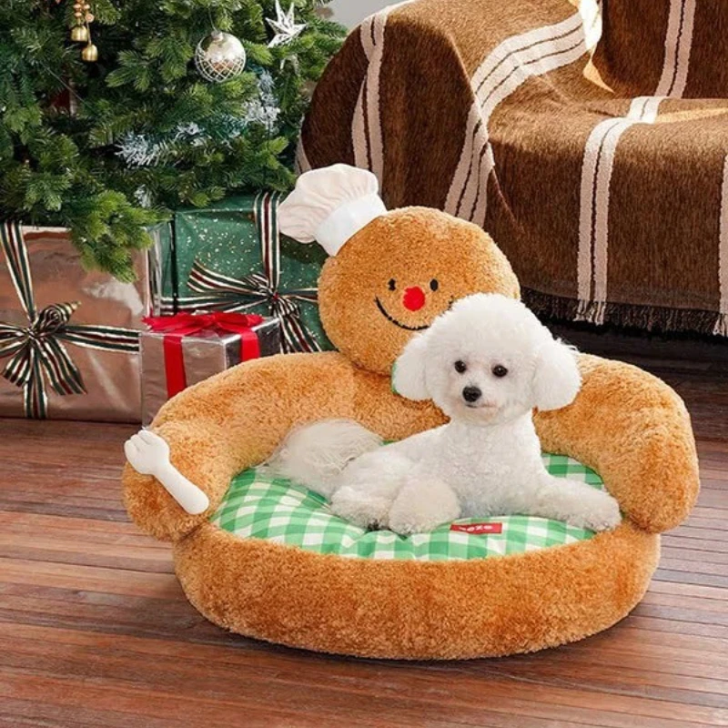 cute-shaped-gingerbread-man-pet-bed-soft-warm-comfortable-sleeping-nest-for-kittens-small-puppies