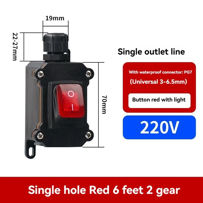 220V Boat Rocker Switch IP68 Waterproof 30A High Current Power With LED Light Power Button ON/OFF