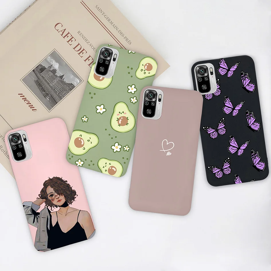 For Xiaomi Redmi Note 10 Pro Max Case Cute Fashion Heart Avocado Soft Silicone Cover For Redmi Note 10S Note 10 S Note10 Fundas