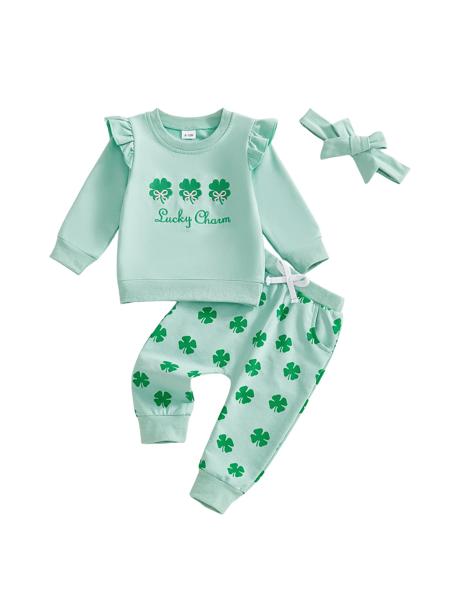 ชุดเด็กผู้หญิงวัยหัดเดิน เสื้อแขนระบายพิมพ์ลายดอกไม้พร้อมกางเกงเลกกิ้ง ชุดเสื้อผ้า 3 ชิ้นสำหรับฤดูใบไม้ผลิ