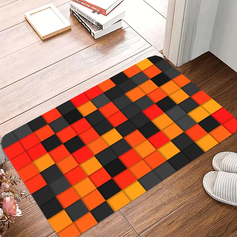 Geometric cartoon pattern Doormat Rug Carpet Mat Footpad Anti-wrinkle Non-slip Front Room Corridor Kitchen Bedroom Balcony