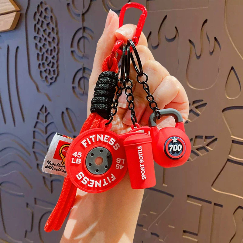 Chaveiro de Fitness Artesanal Anti-Perda para Amantes de Academia com Pingente de Anilha e Corda de Nylon DIY para Entusiastas de Esportes