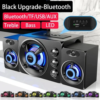 HIFI 3D Stereo Speakers Colorful LED Light Heavy Bass AUX USB Wired Wireless Bluetooth Audio Home Theater Surround Soundbar TV